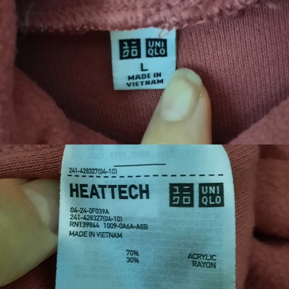 Uniqlo Heattech Mock Neck Fleece Top Sz L - Picture 3 of 3